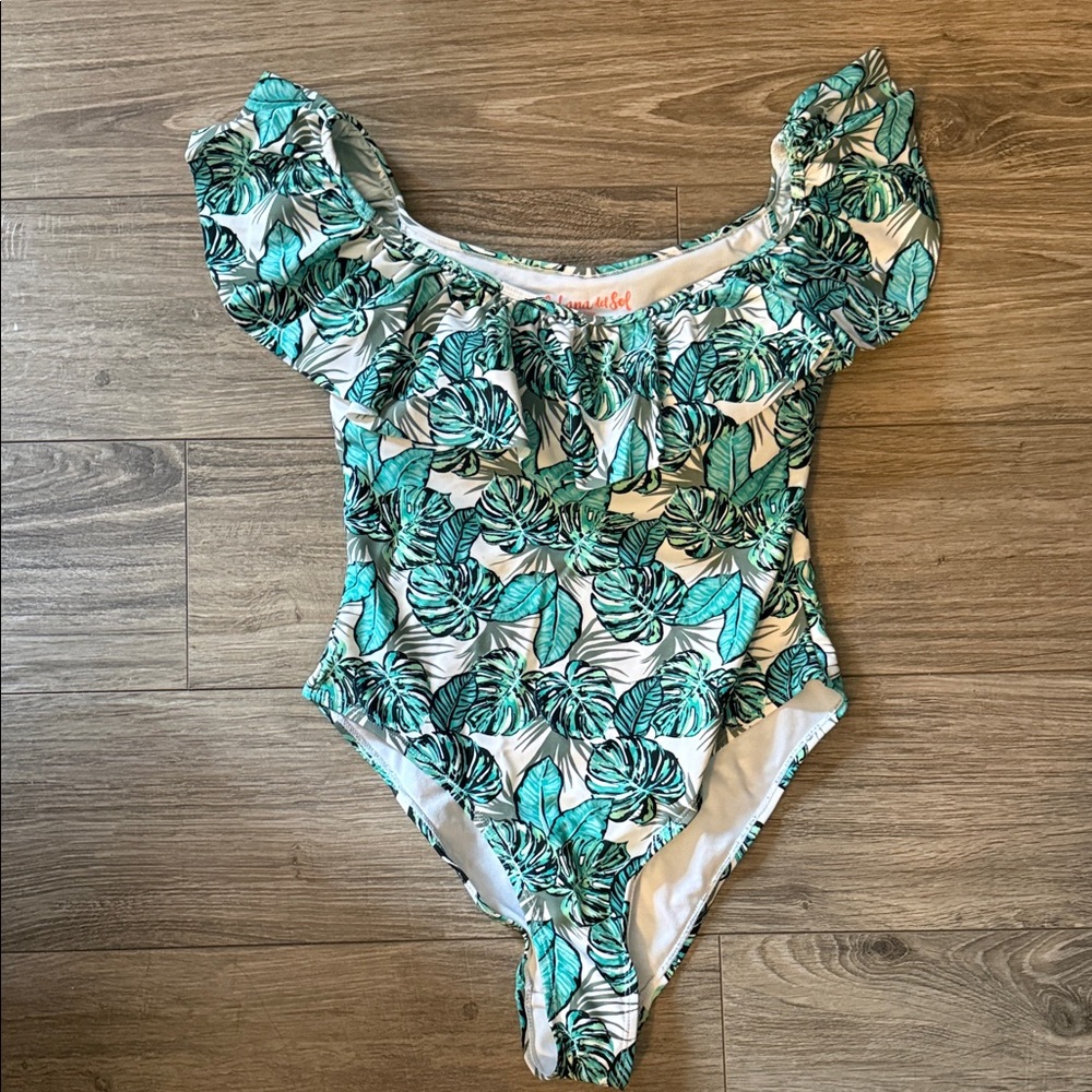 Tropical Leaf Print One Piece Swimsuit